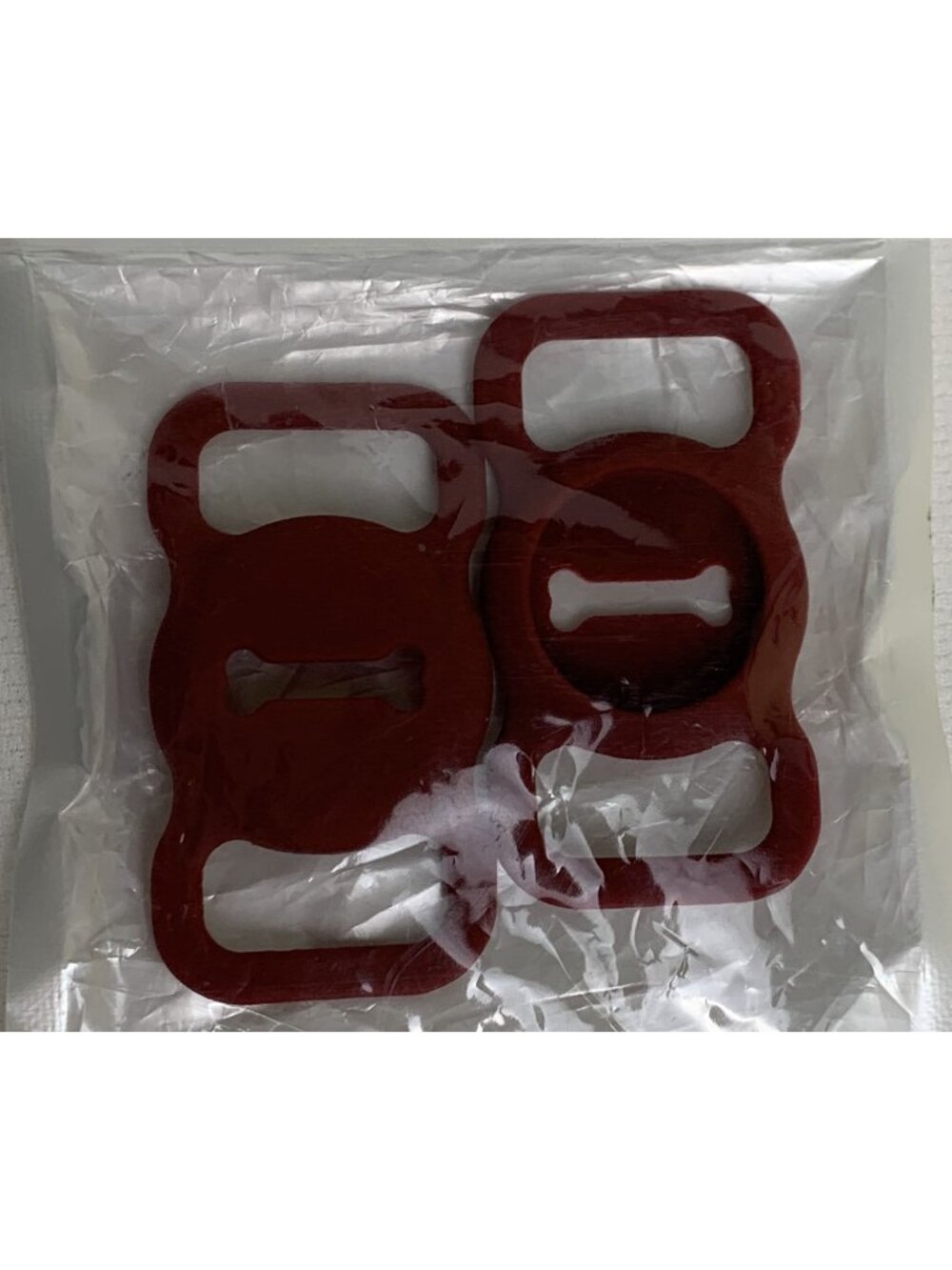 Pet Airtag Tracker Collar Holder Set Red Bone-Shaped 2 Pack Protective Case NEW